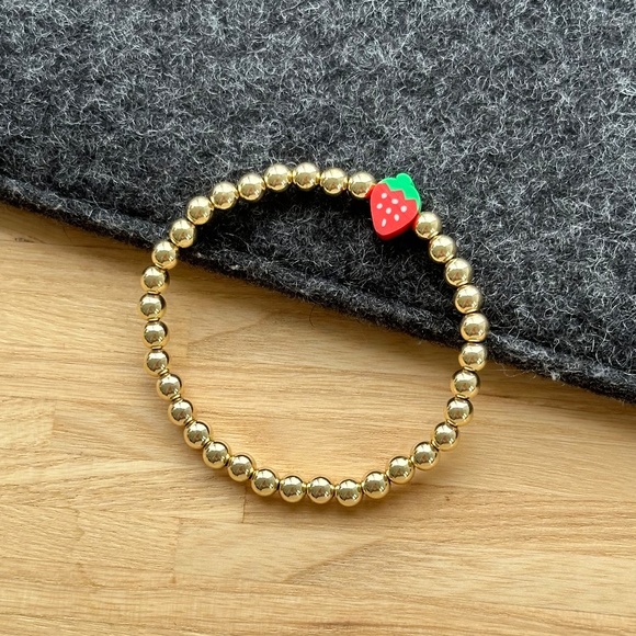 Gold 4mm Ball Bracelet With Charm - Picture 3 of 3